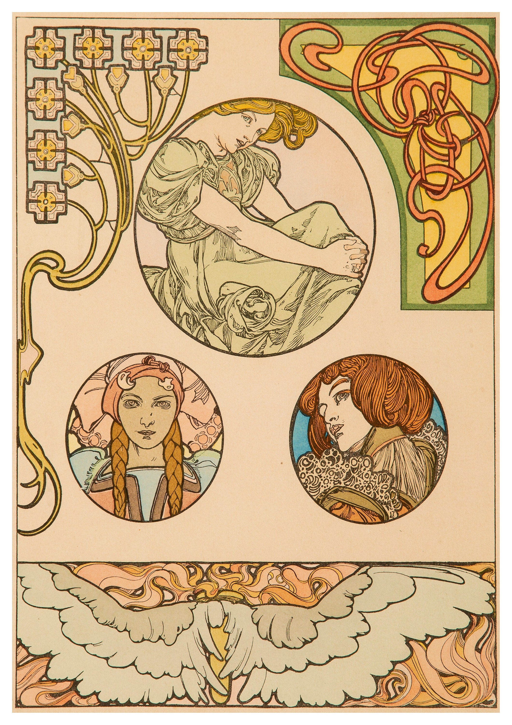 Reproduction Vintage "Alphonse Mucha - Three Women" Fine Art Poster, Home Wall Art, Various Sizes Available