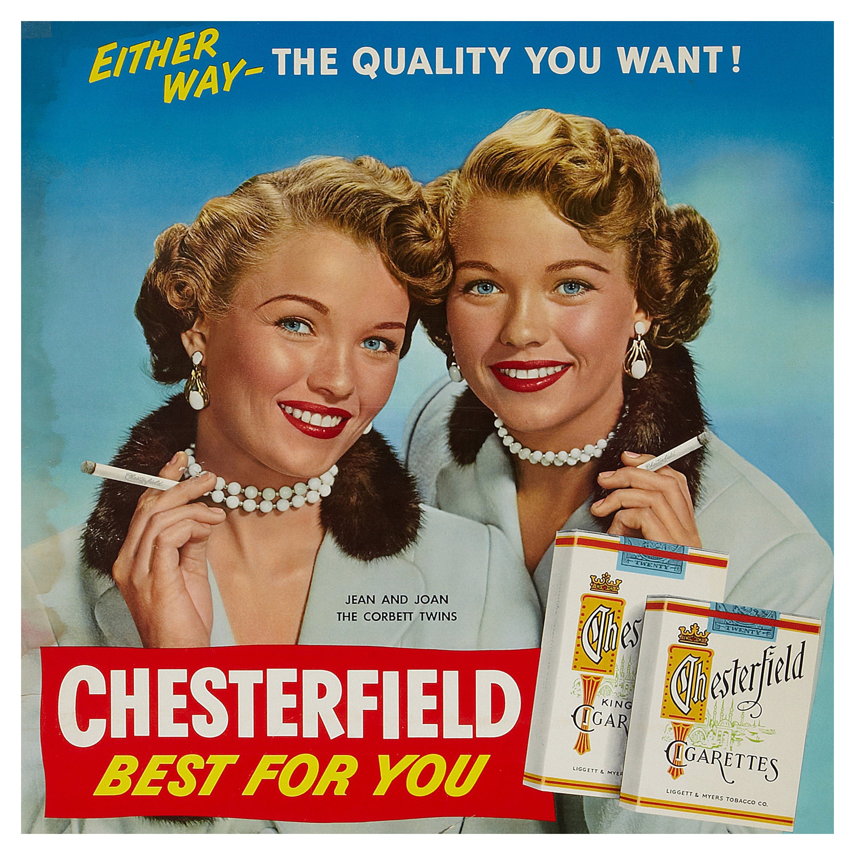 Reproduction Vintage Cigarette Poster "Chesterfield, Best For You" Home Wall Art, Size: 16" x 16"