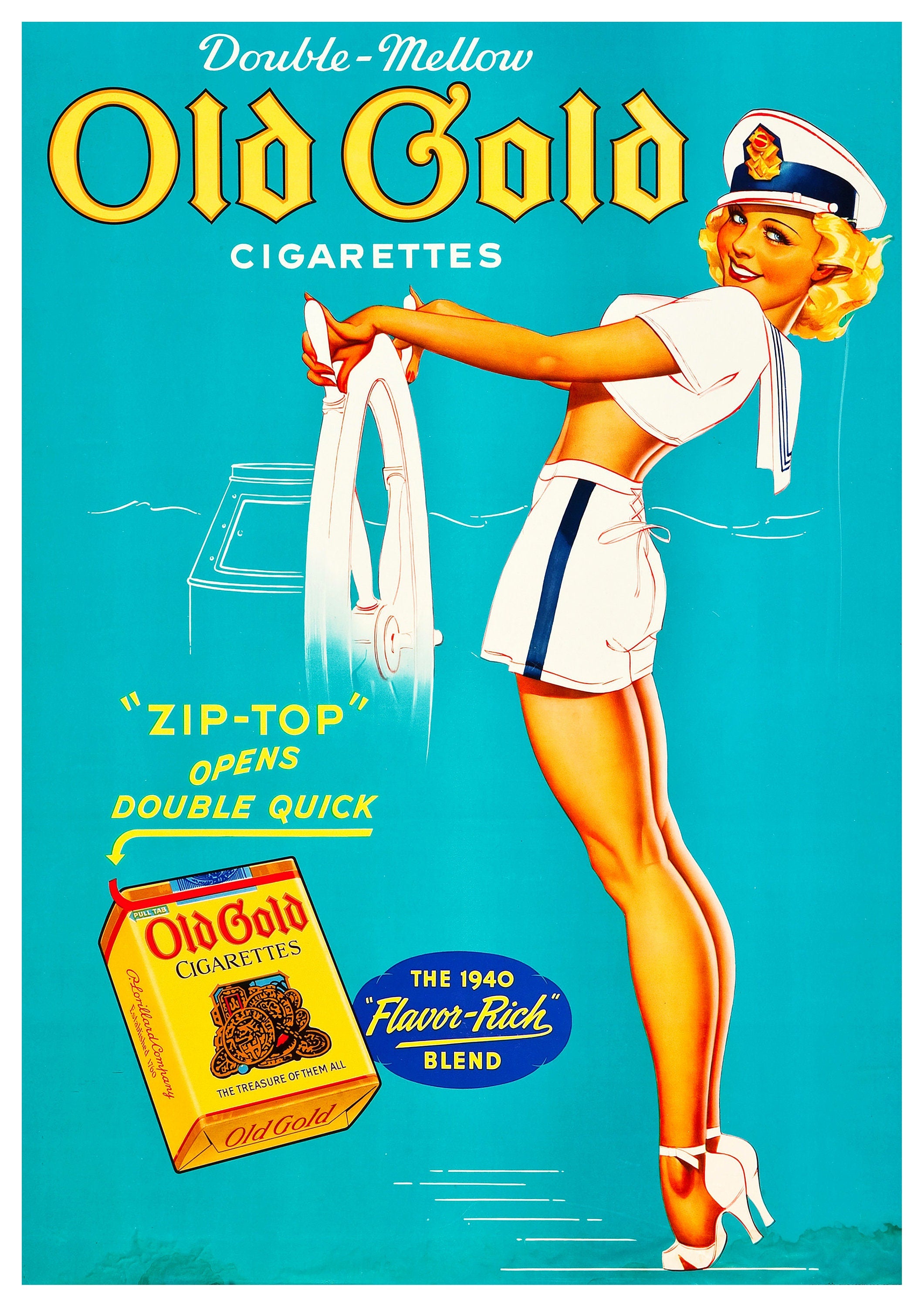 Reproduction Vintage Cigarette Poster "Old Gold" Home Wall Art, Various Sizes Available