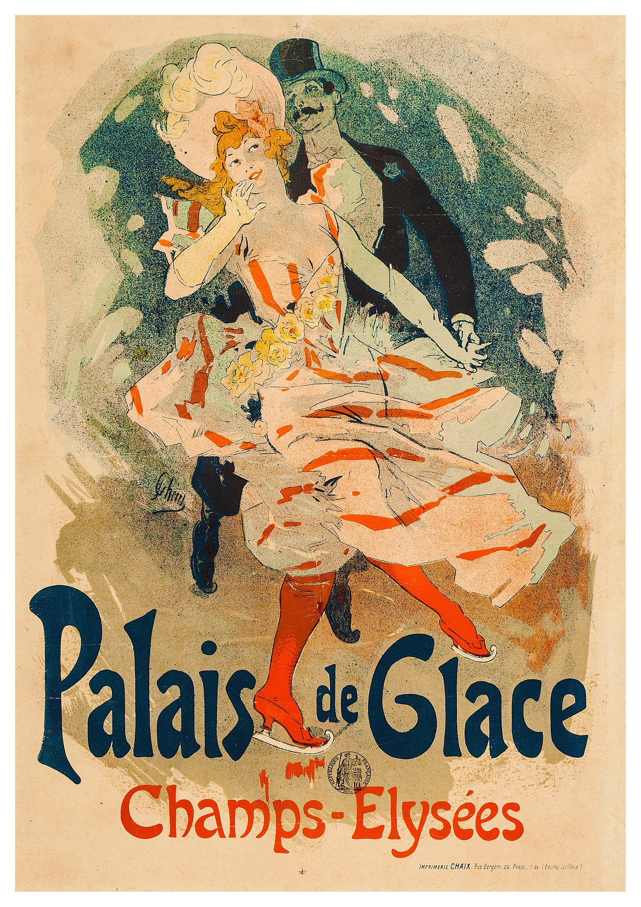 Reproduction Vintage "Jules Cheret - Palais De Glace" Fine Art Poster, Home Wall Art, Various Sizes Available