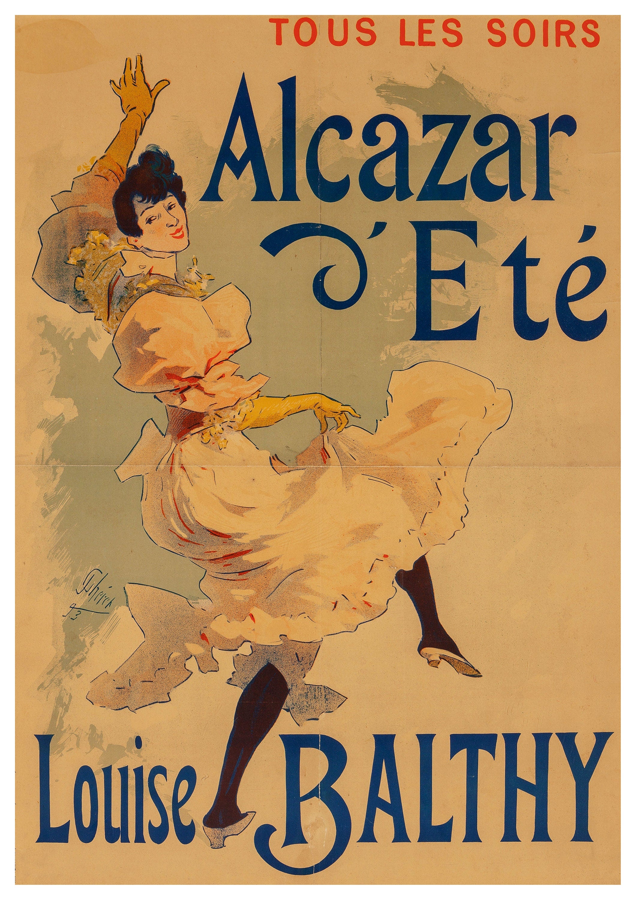 Reproduction Vintage "Jules Cheret - Alcazar d'Ete" Fine Art Poster, Home Wall Art, Various Sizes Available