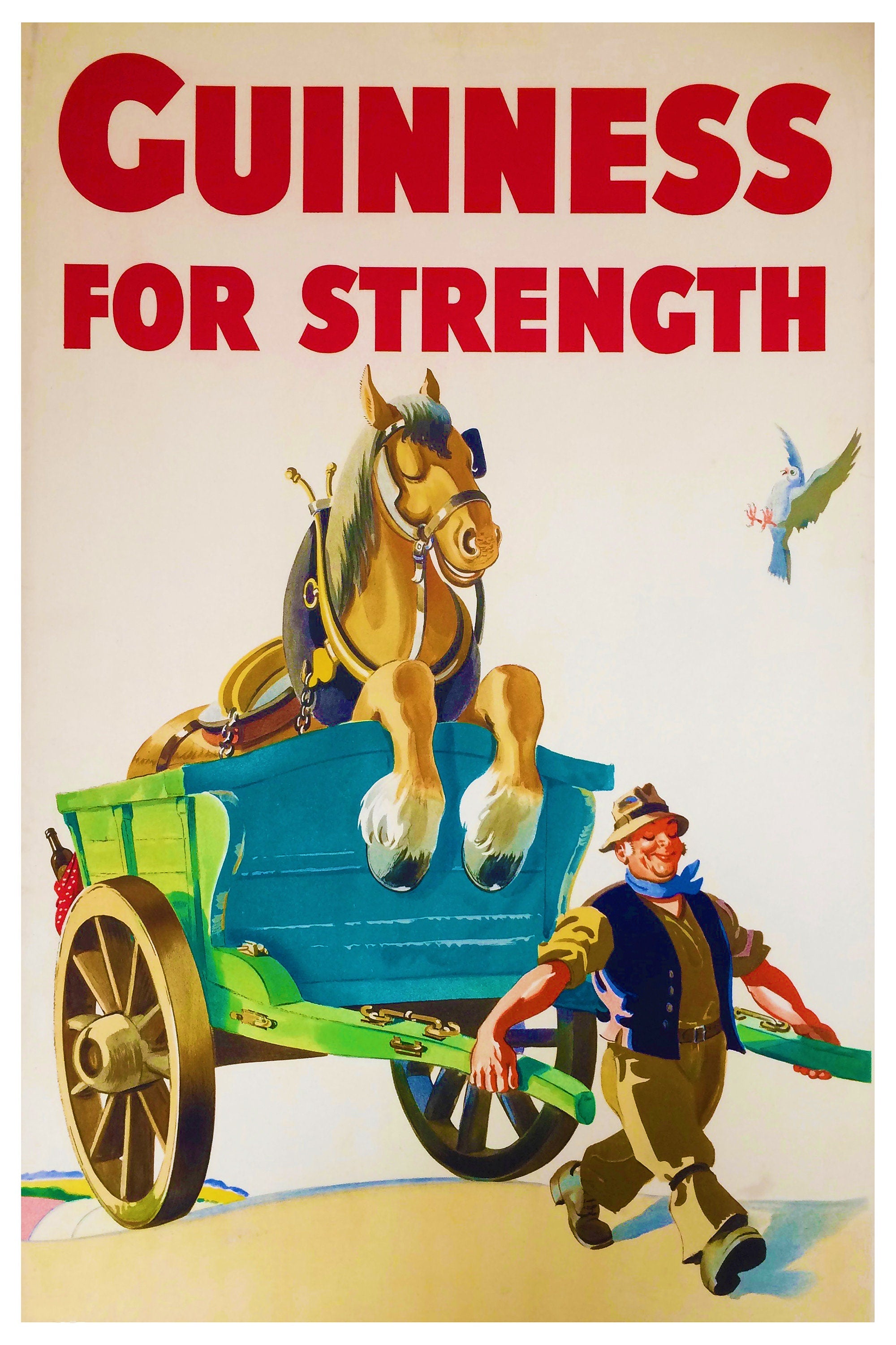 Reproduction Vintage Advertising Poster "Guinness - For Strength" Home Wall Art, Size: 24" x 36"