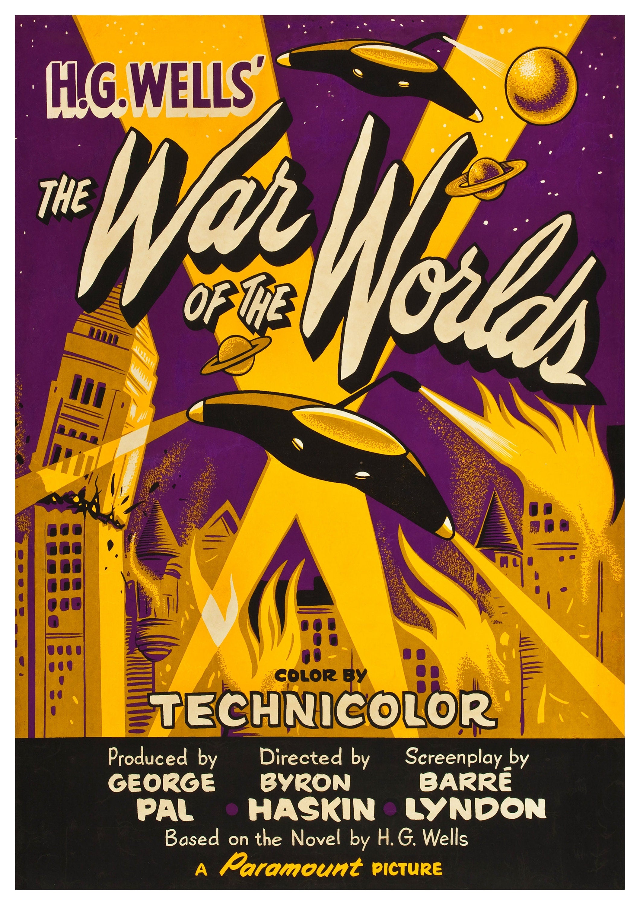 Reproduction Vintage Movie Poster "The War Of The Worlds", Home Wall Art, Various Sizes Available