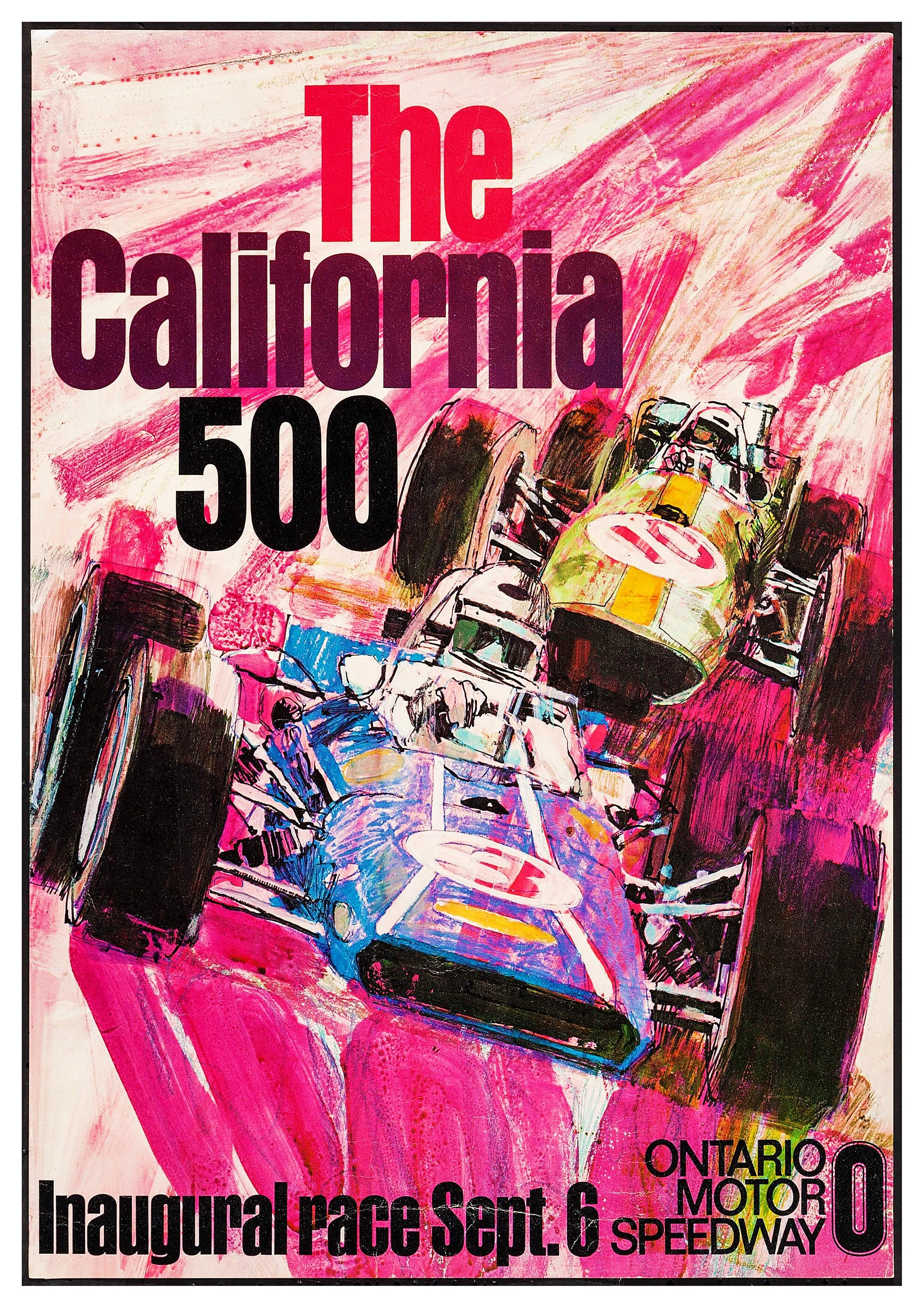 Reproduction Vintage Motor Racing Poster "The California 500" Home Wall Art, Various Sizes Available