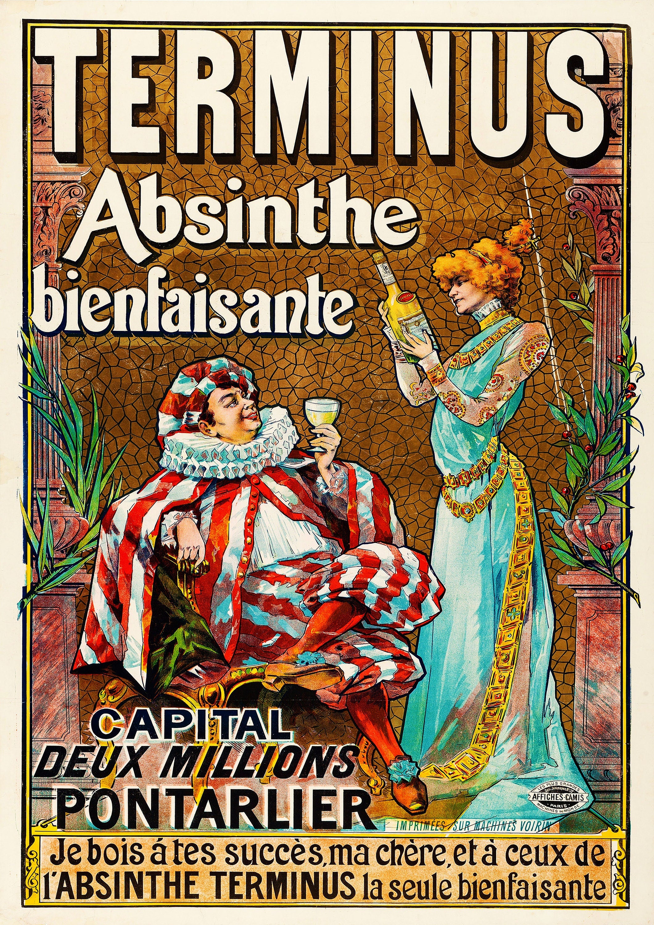 Reproduction Vintage "Terminus Absinthe" Alcohol Poster, Home Wall Art, Various Sizes Available