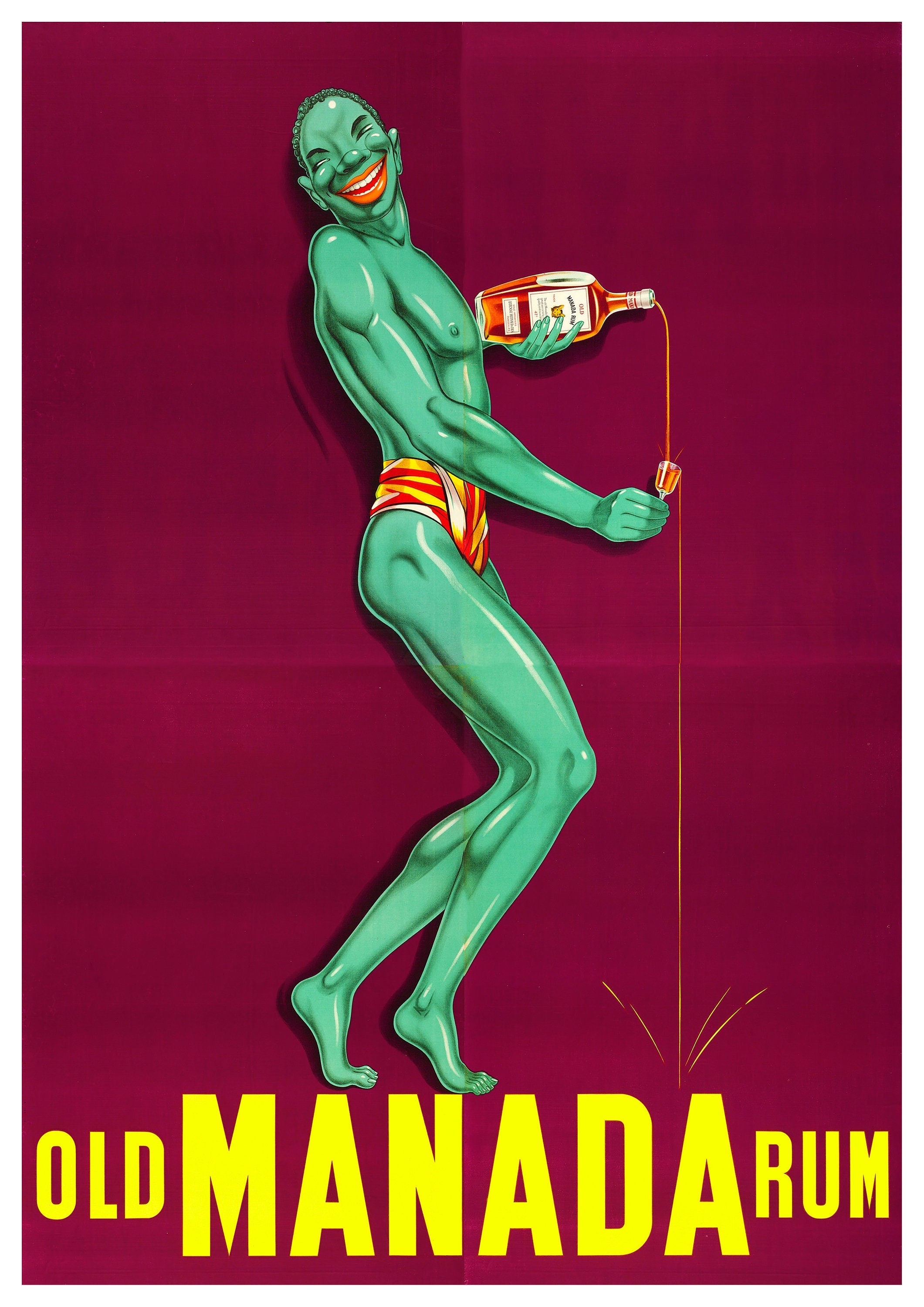 Reproduction Vintage "Old Manada Rum" Alcohol Poster, Home Wall Art, Various Sizes Available