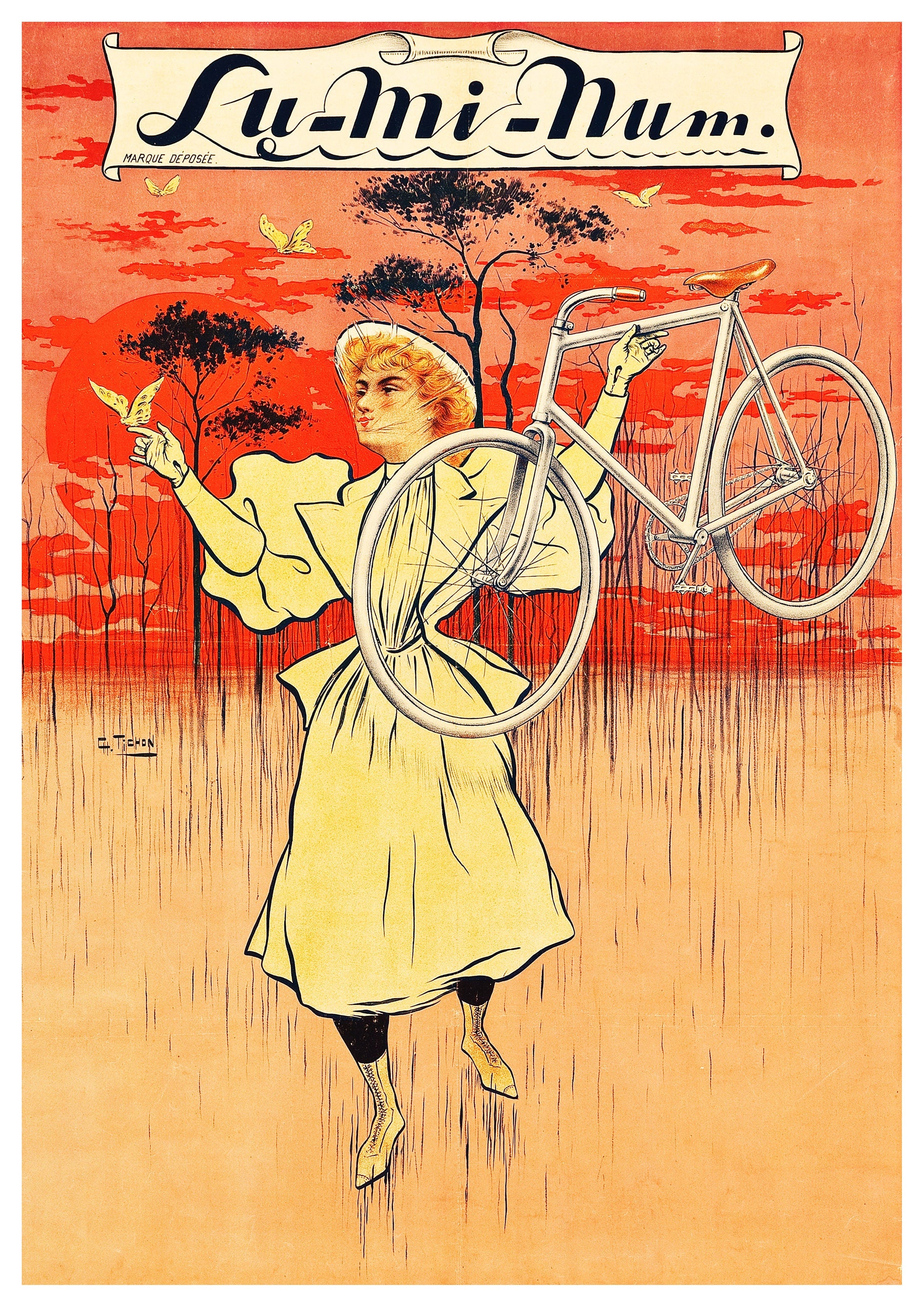 Reproduction Vintage "Lu-Mi-Num Bicycle" Advertising Poster, Home Wall Art, Various Sizes Available