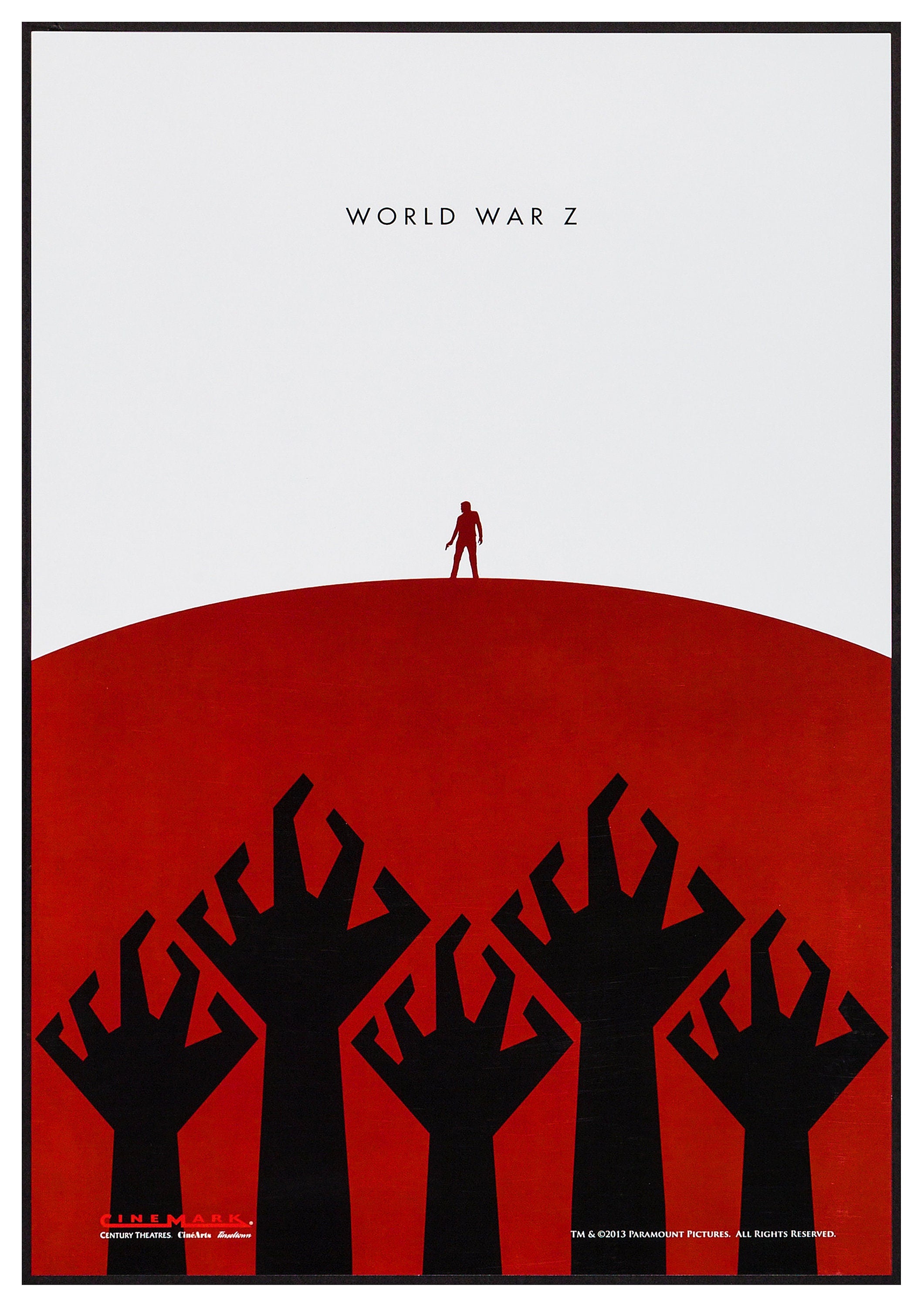 Reproduction Vintage Classic Movie Poster "World War Z" Home Wall Art, Various Sizes Available