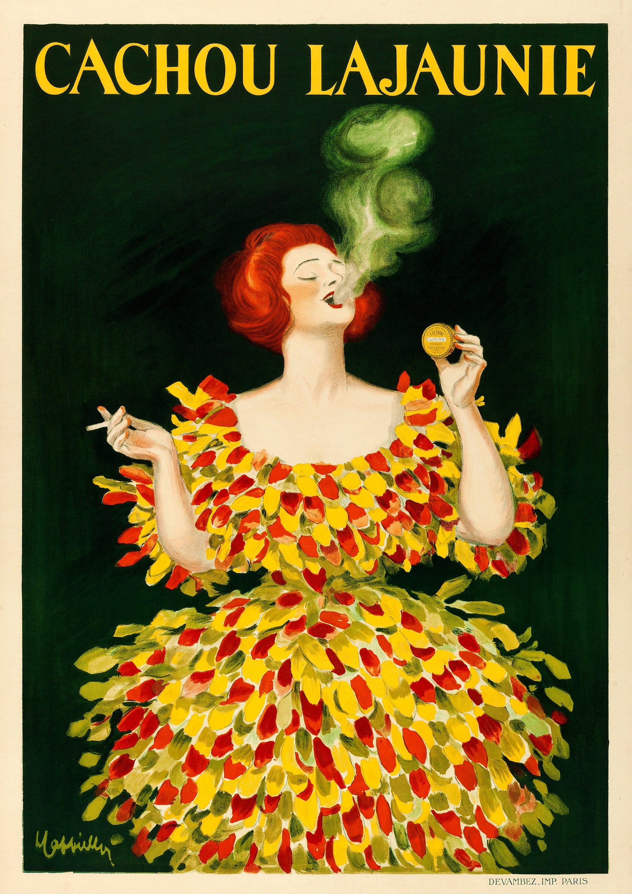 Reproduction Vintage Cigarette Poster "Cachou Lajaunie" Home Wall Art, Various Sizes Available