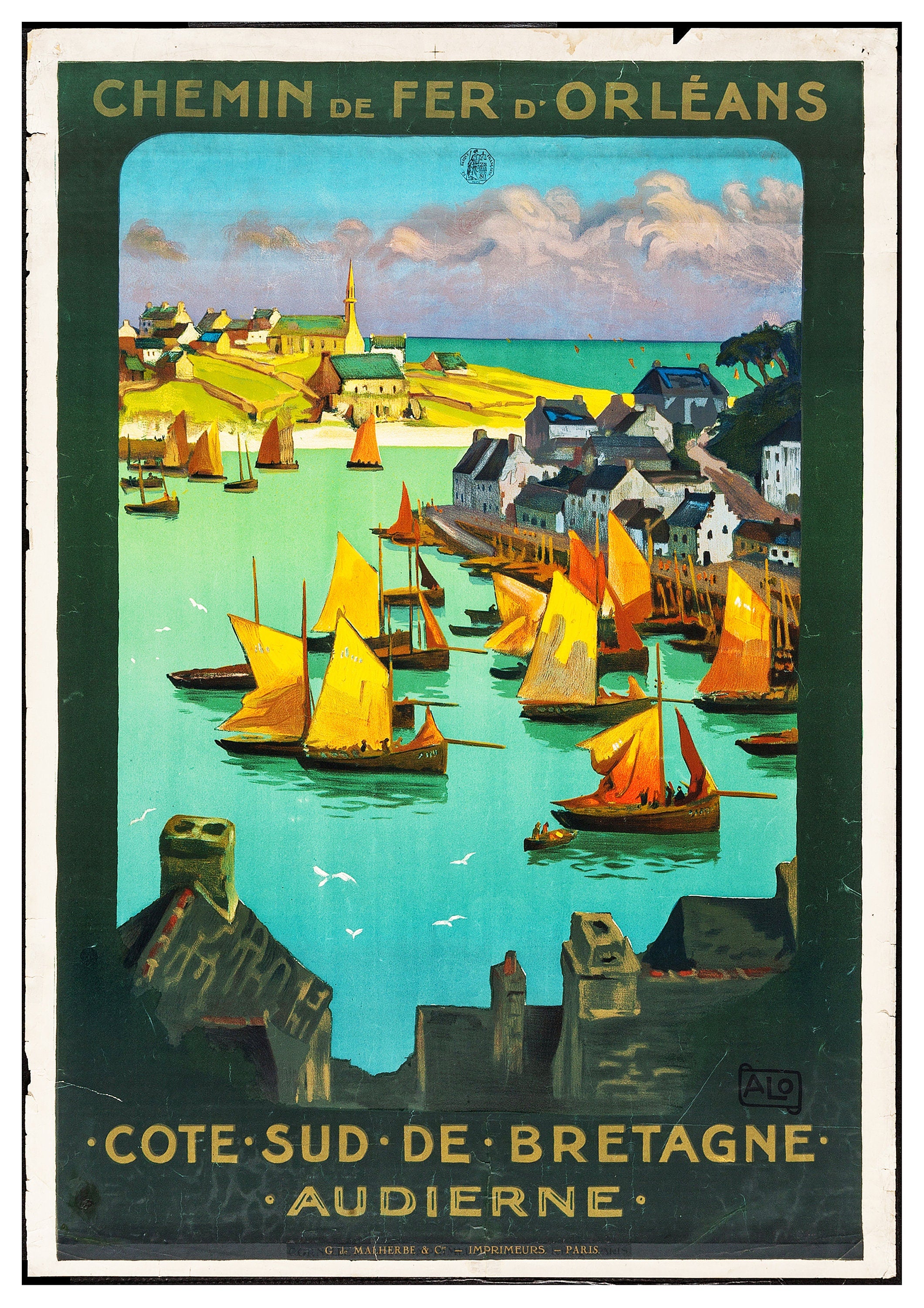 Reproduction Vintage Travel "Cote Sud De Bretagne", Poster, Home Wall Art, Various Sizes Available