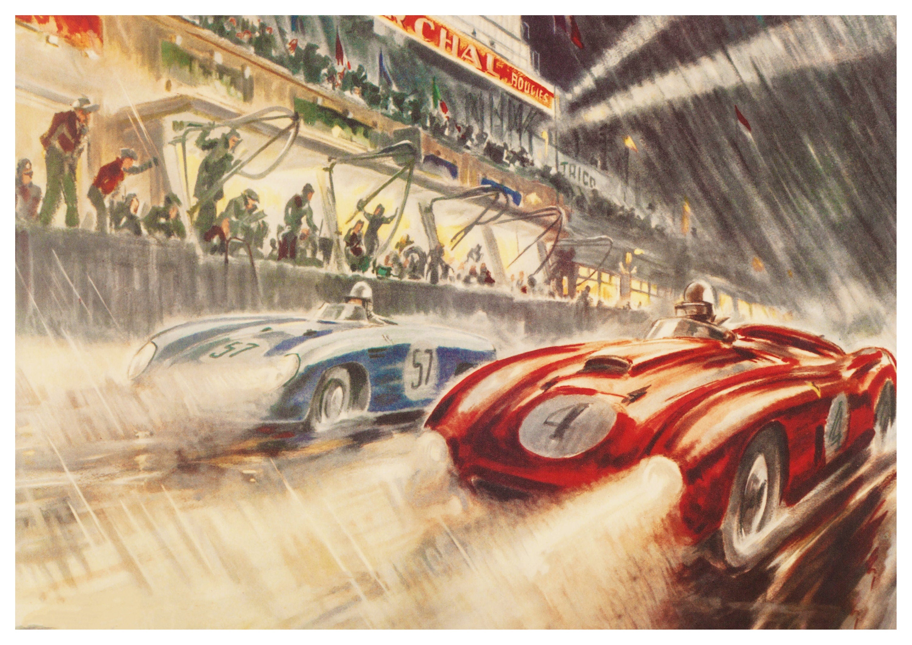 Reproduction Vintage Motor Racing Poster "Le Mans 1954", Home Wall Art, Various Sizes Available