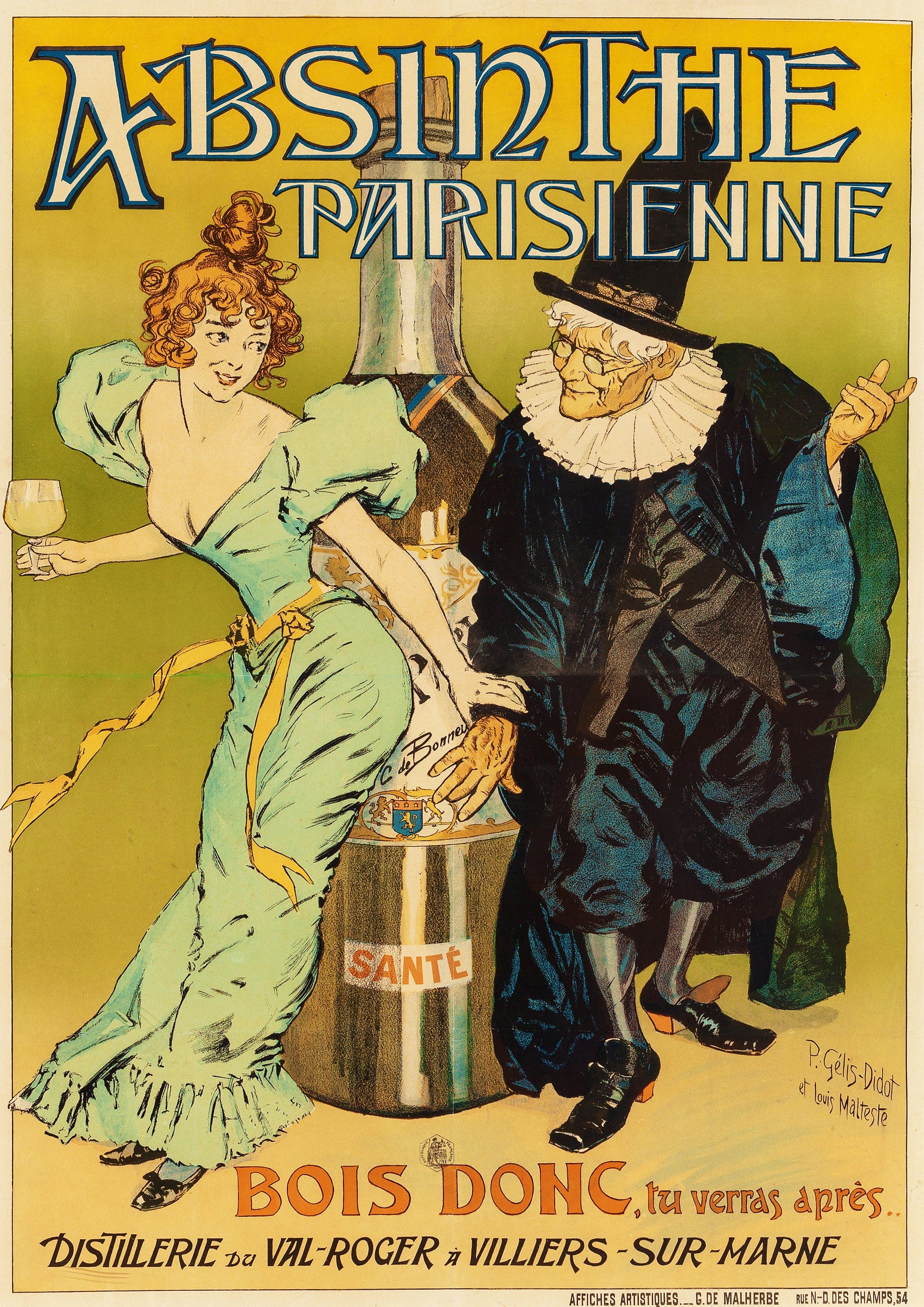Reproduction Vintage "Absinthe Parisienne" Alcohol Poster, Home Wall Art, Various Sizes Available