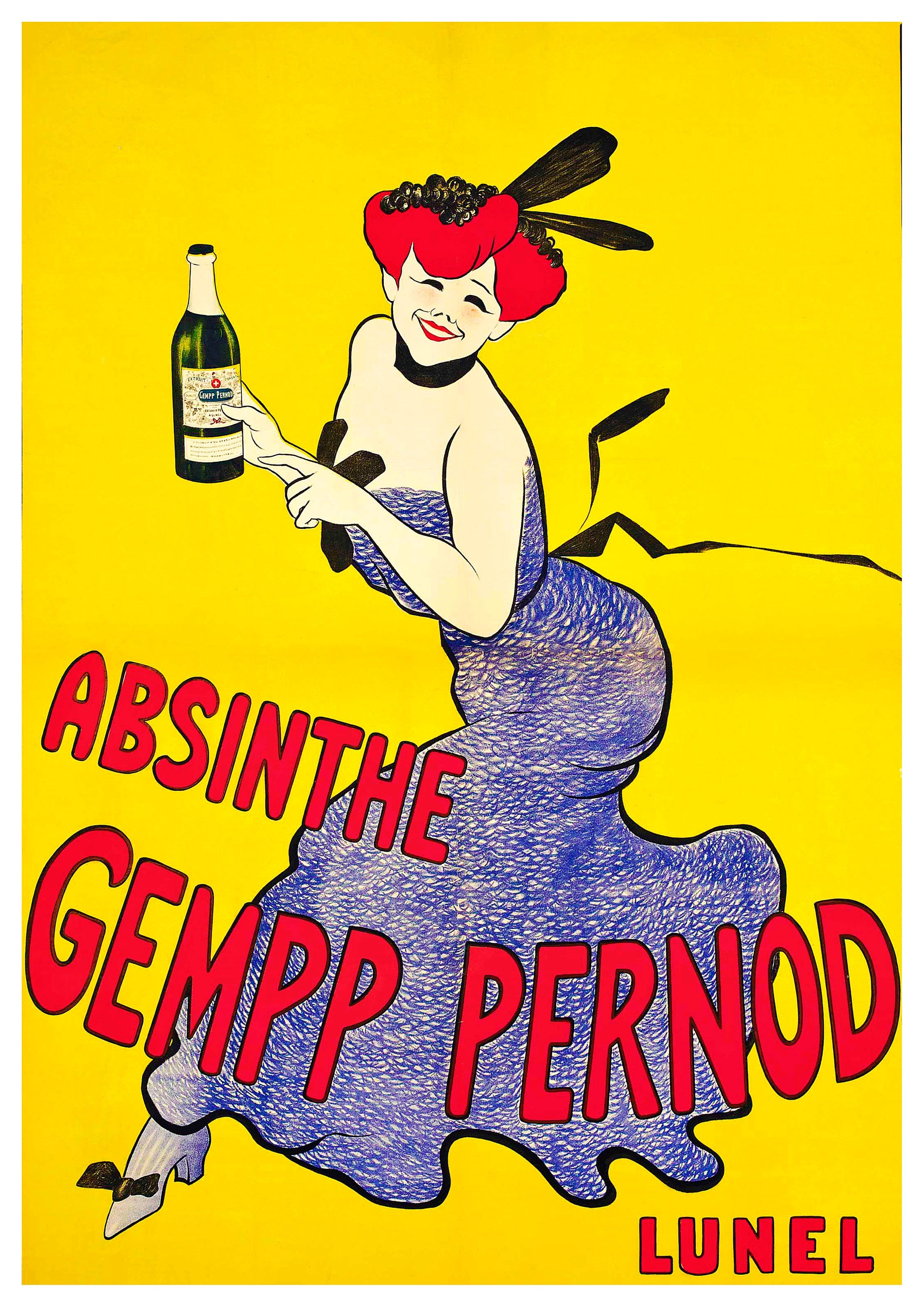 Reproduction Vintage "Absinthe Gempp Pernod" Alcohol Poster, Home Wall Art, Various Sizes Available