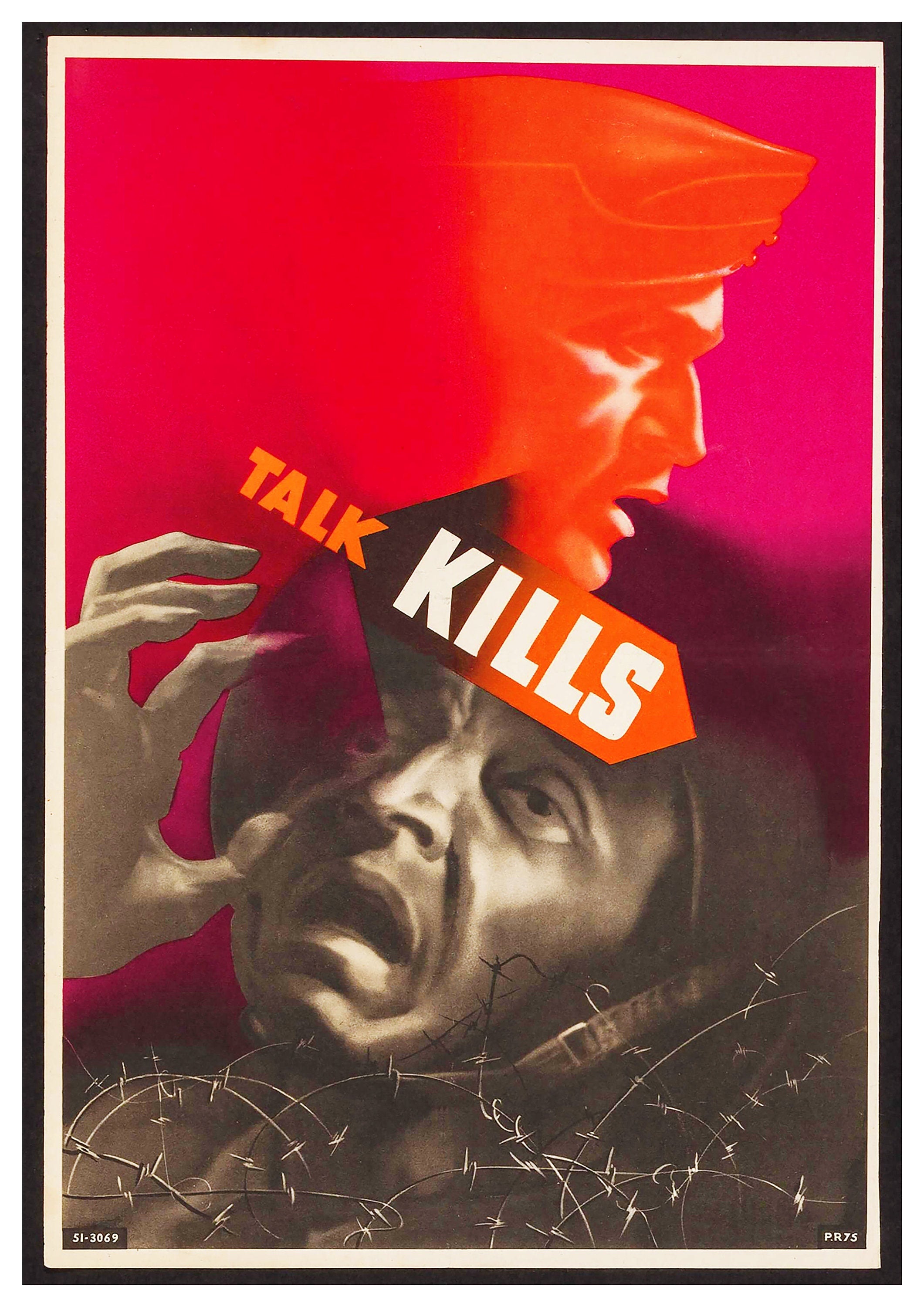 Reproduction Vintage "Talk Kills" World War 2 Poster, Home Wall Art, Various Sizes Available