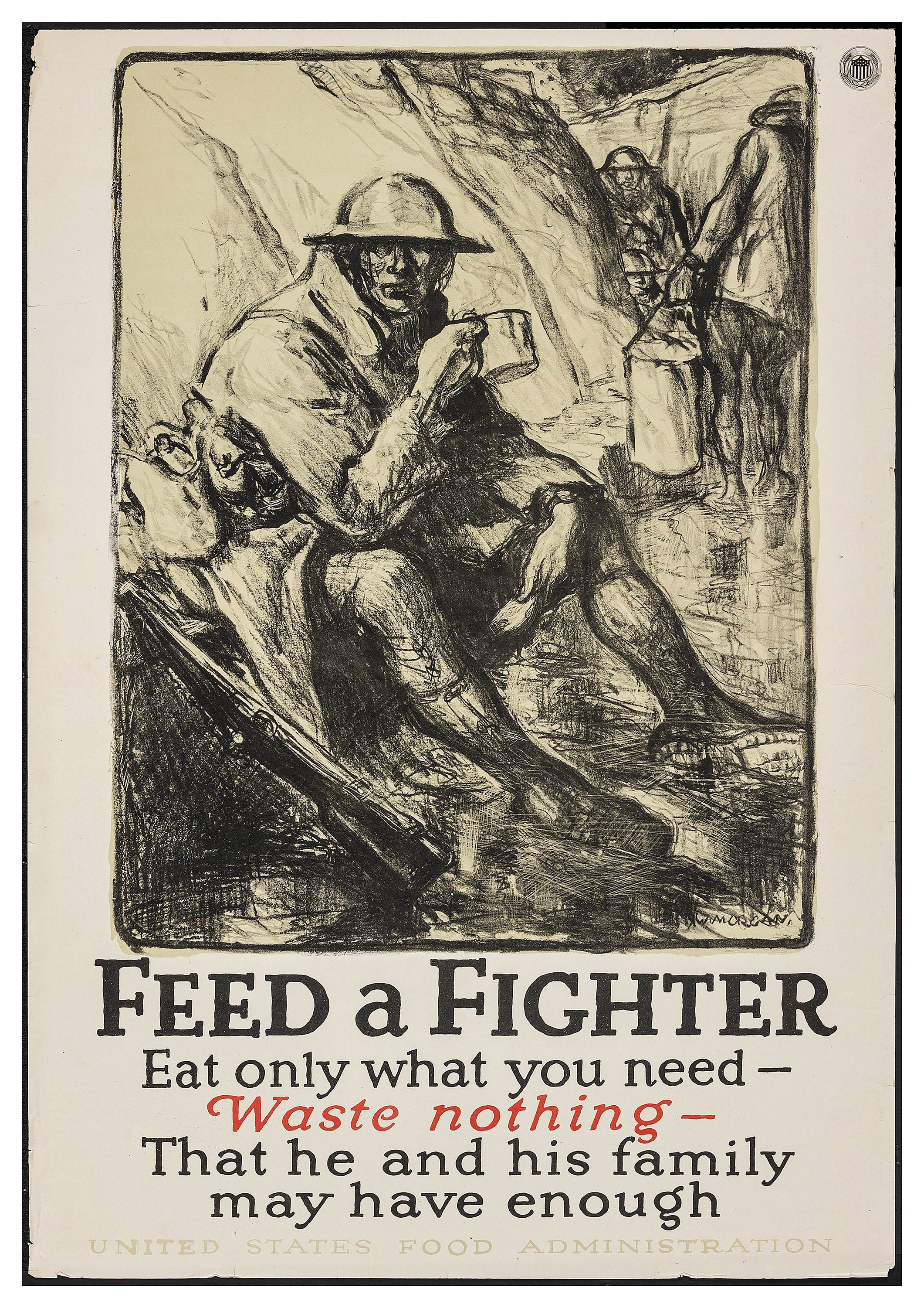 Reproduction Vintage "Feed A Fighter" World War 1 Poster, Home Wall Art, Various Sizes Available