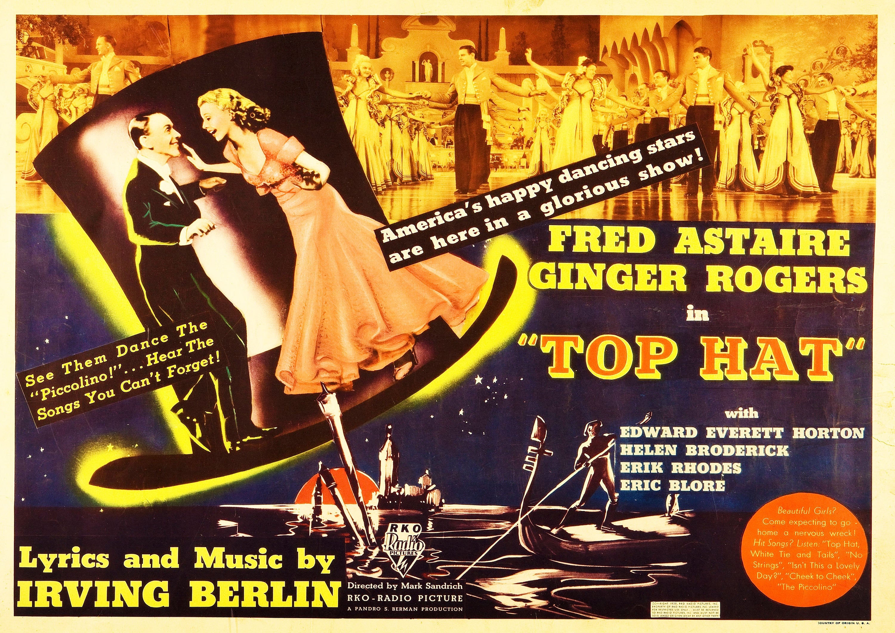 Reproduction Vintage Musical "Top Hat 1935", Poster, Home Wall Art, Various Sizes Available
