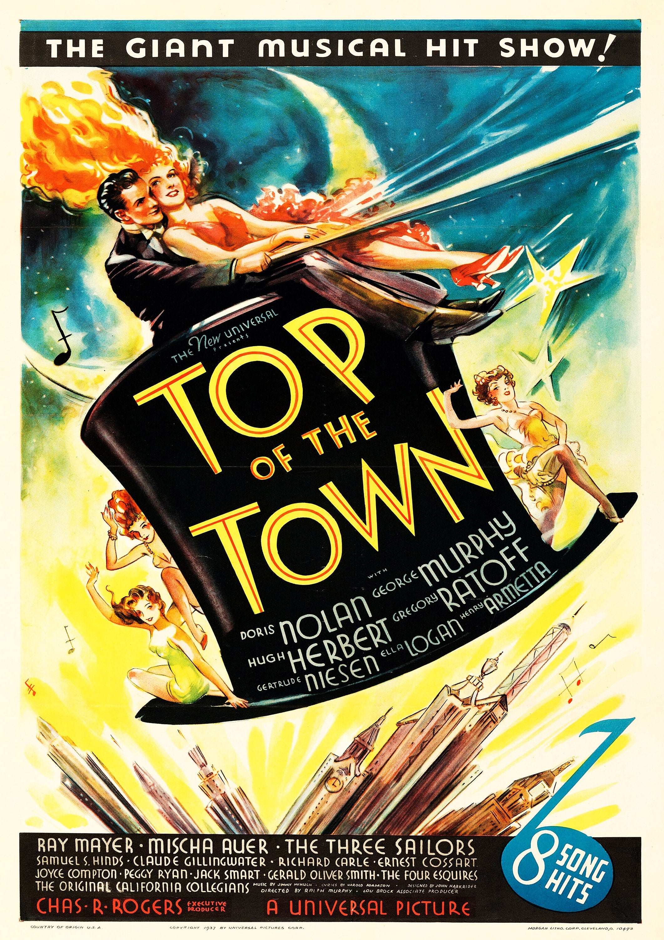 Reproduction Vintage Musical "Top Of The Town", Poster, Home Wall Art, Various Sizes Available