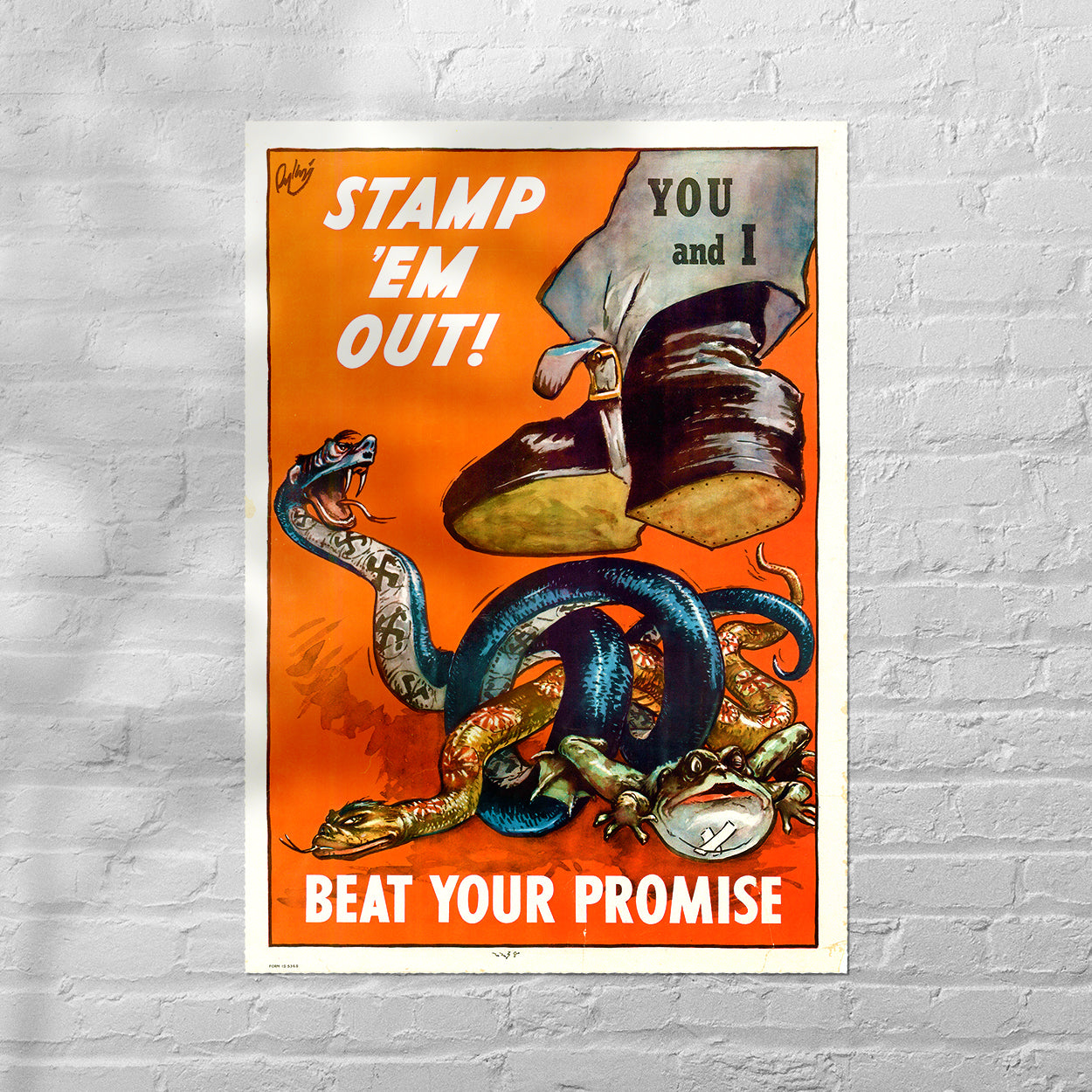 Reproduction "Stamp 'Em Out!" Poster, Home Wall Art, Various Sizes Available